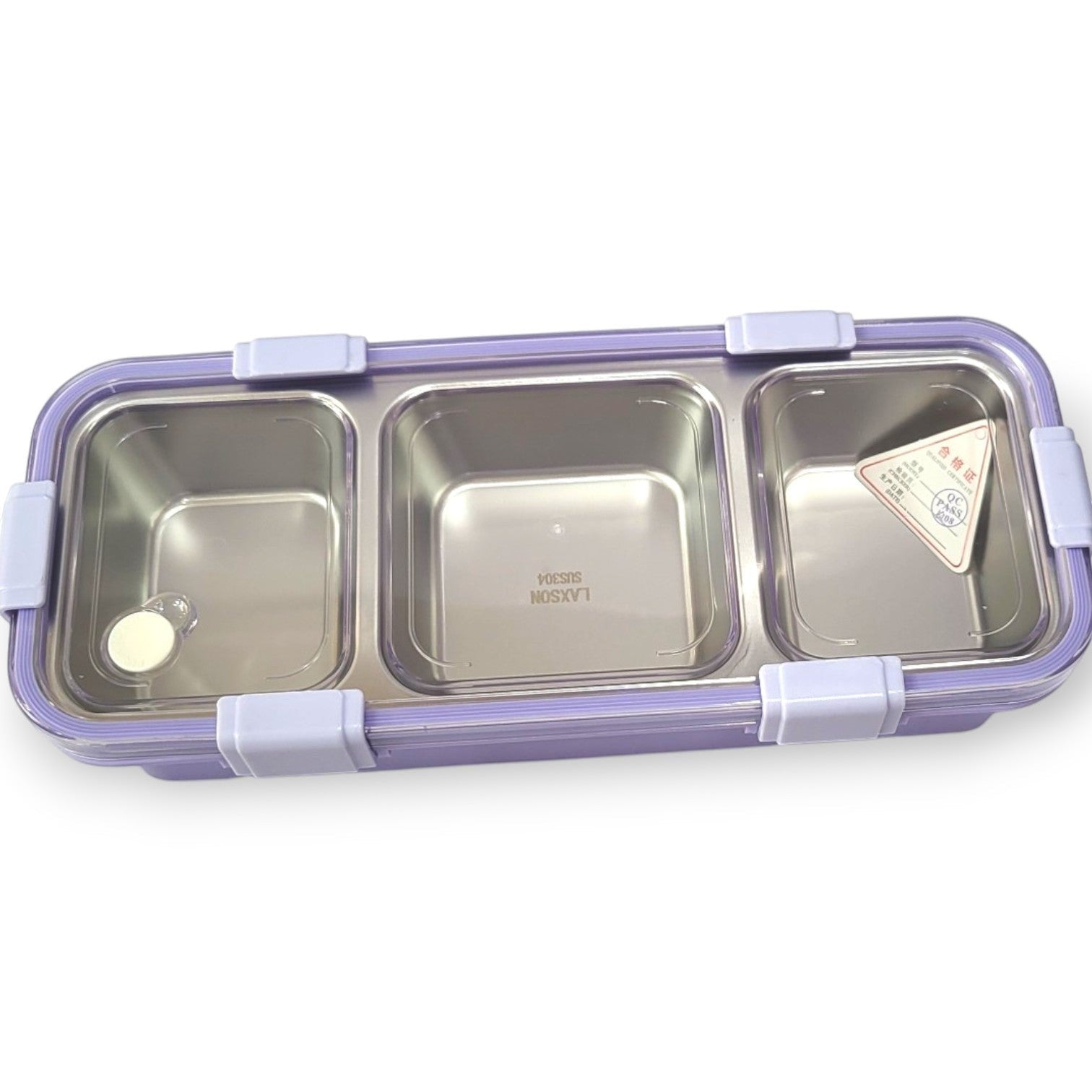 Kids Steel 3-Section Lunch Box with Spoon & Chopsticks