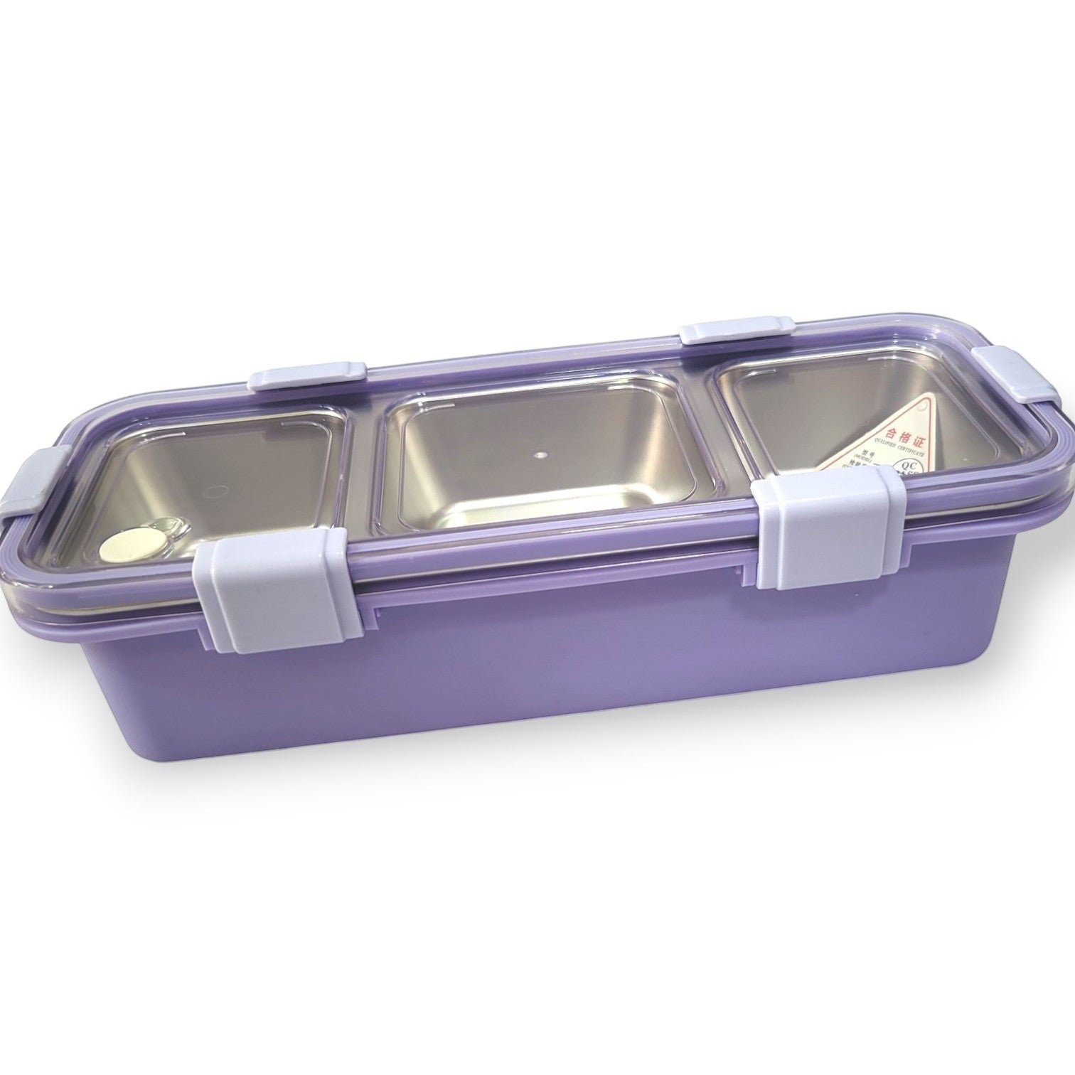 Kids Steel 3-Section Lunch Box with Spoon & Chopsticks