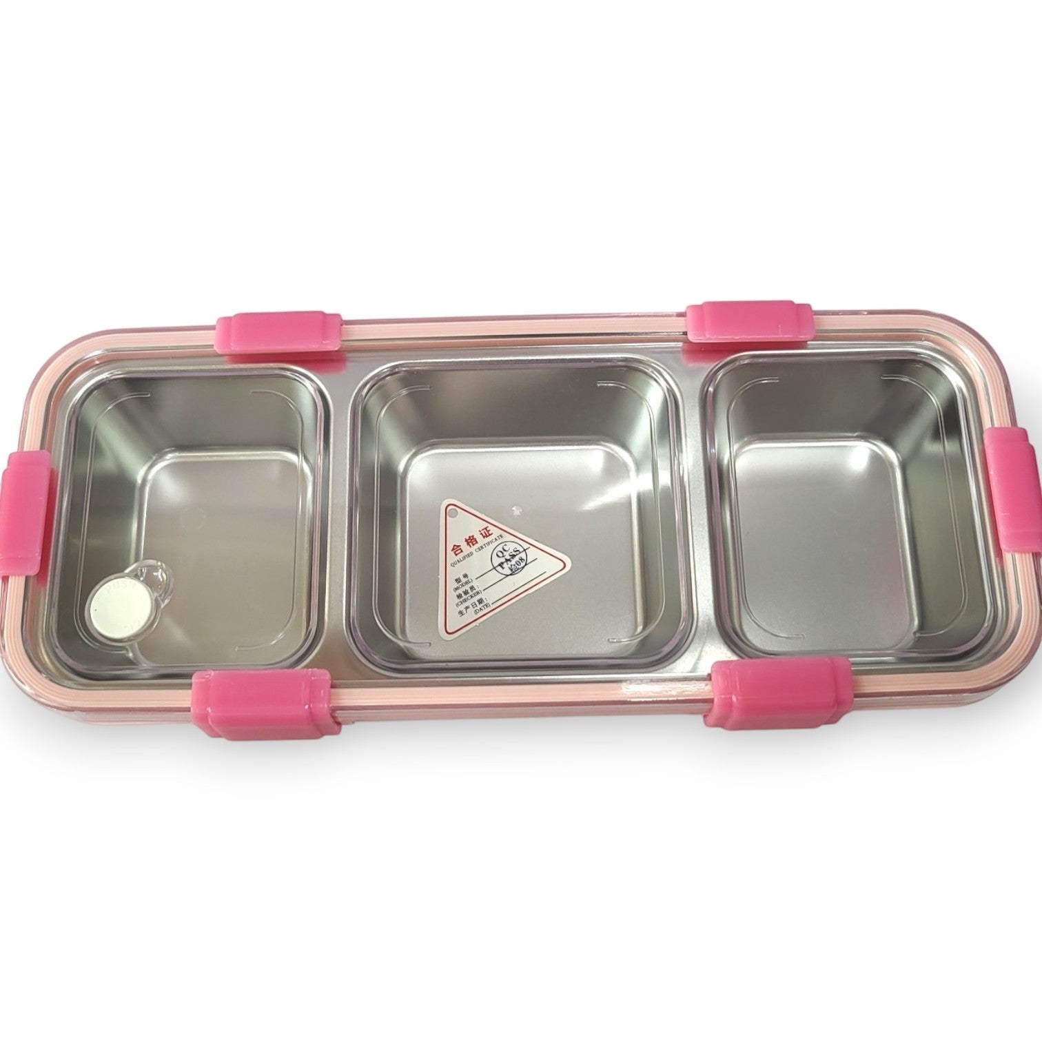 Kids Steel 3-Section Lunch Box with Spoon & Chopsticks