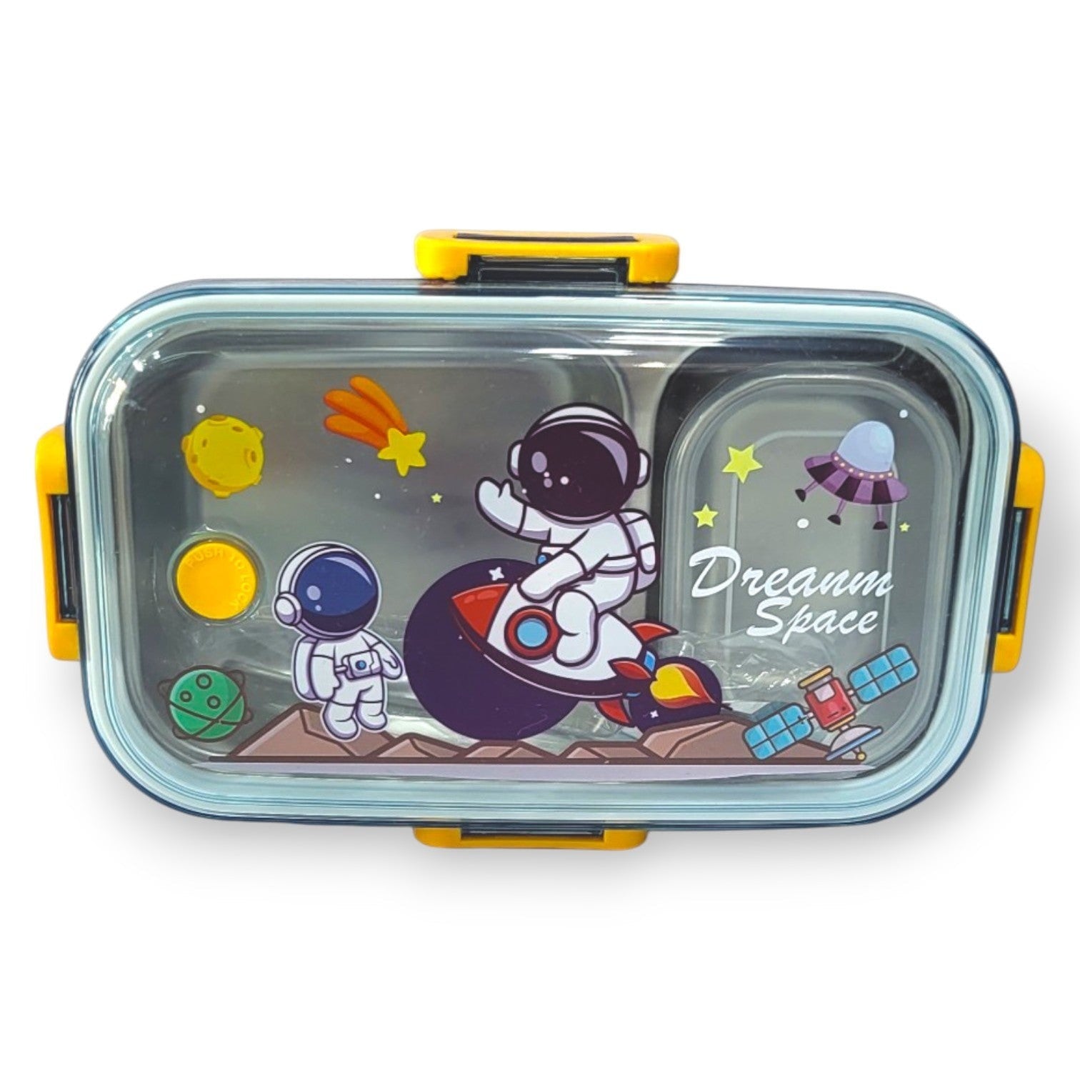 Kids Cartoon Steel Lunch Box with Mini Bowl & Spoon
