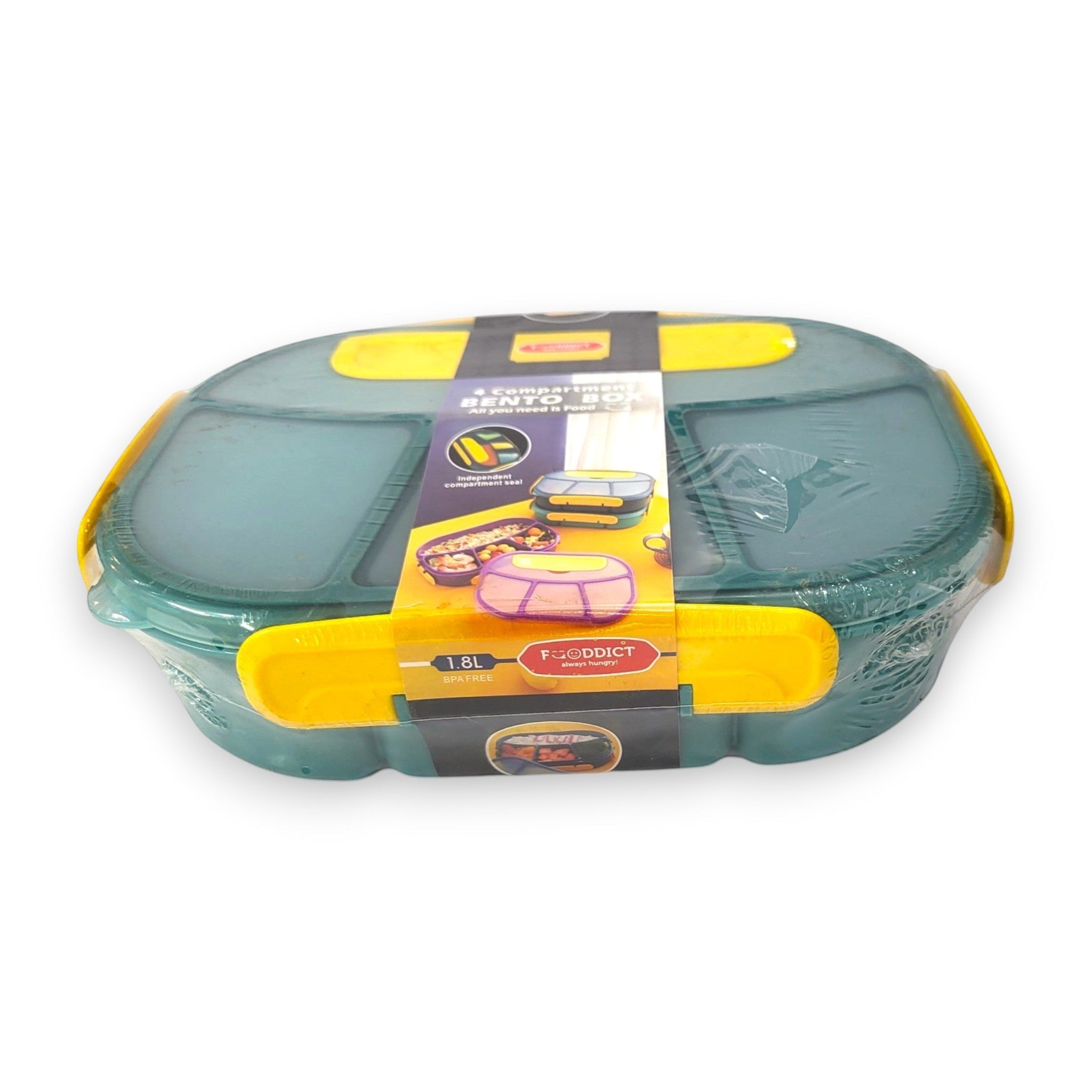Kids 4-Compartment Bento Lunch Box 1.8L with Spoon