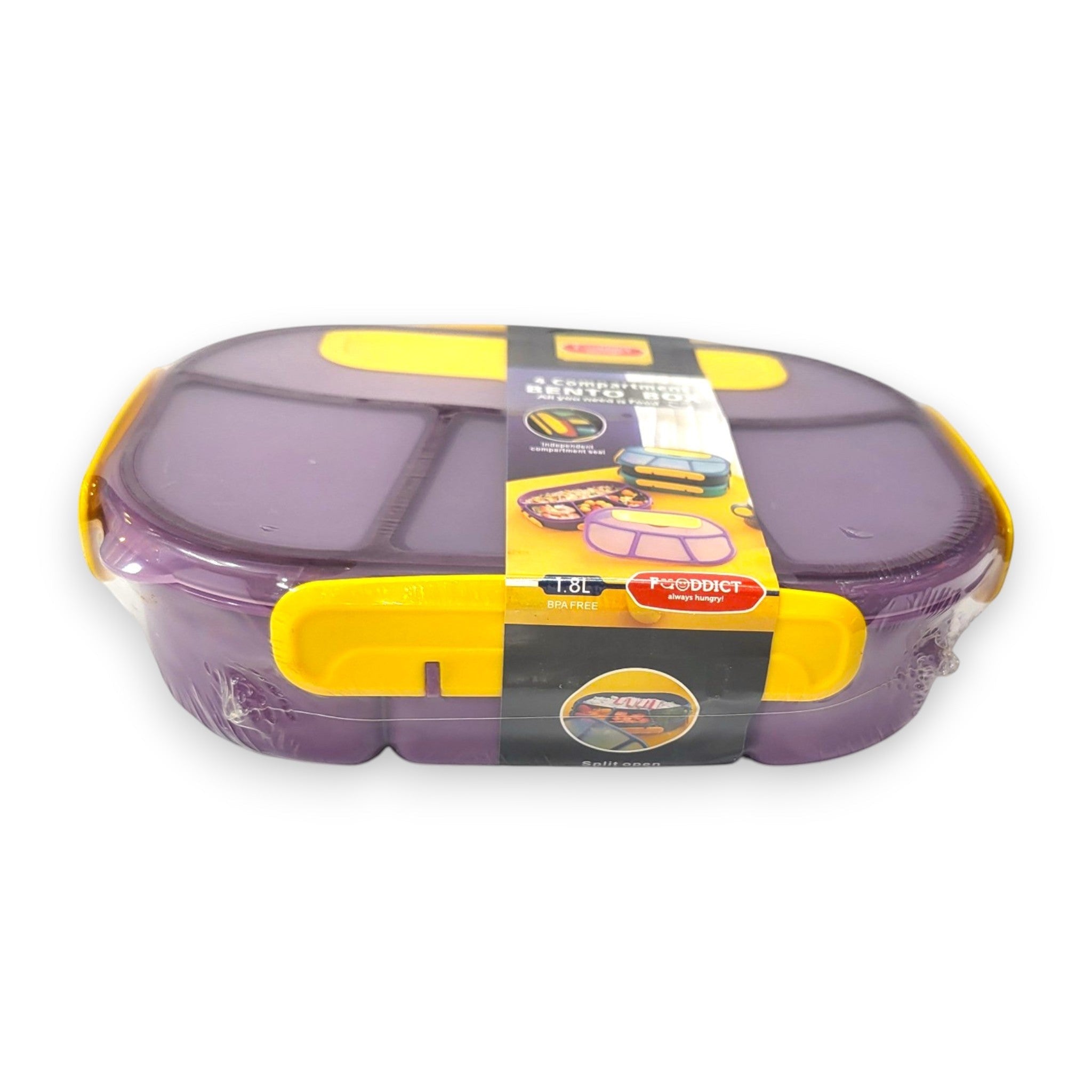 Kids 4-Compartment Bento Lunch Box 1.8L with Spoon
