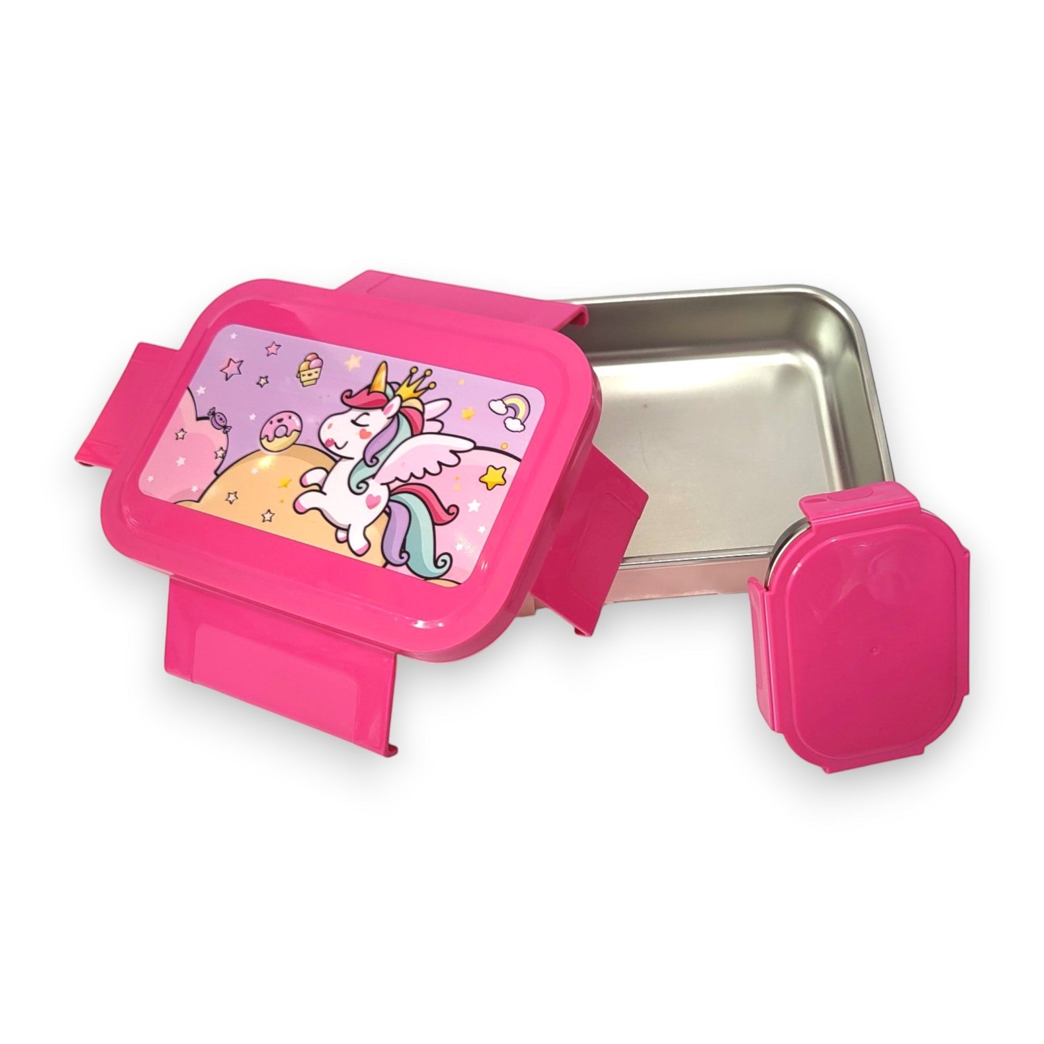 Kids Unicorn Steel Lunch Box with Mini Sauce Cup