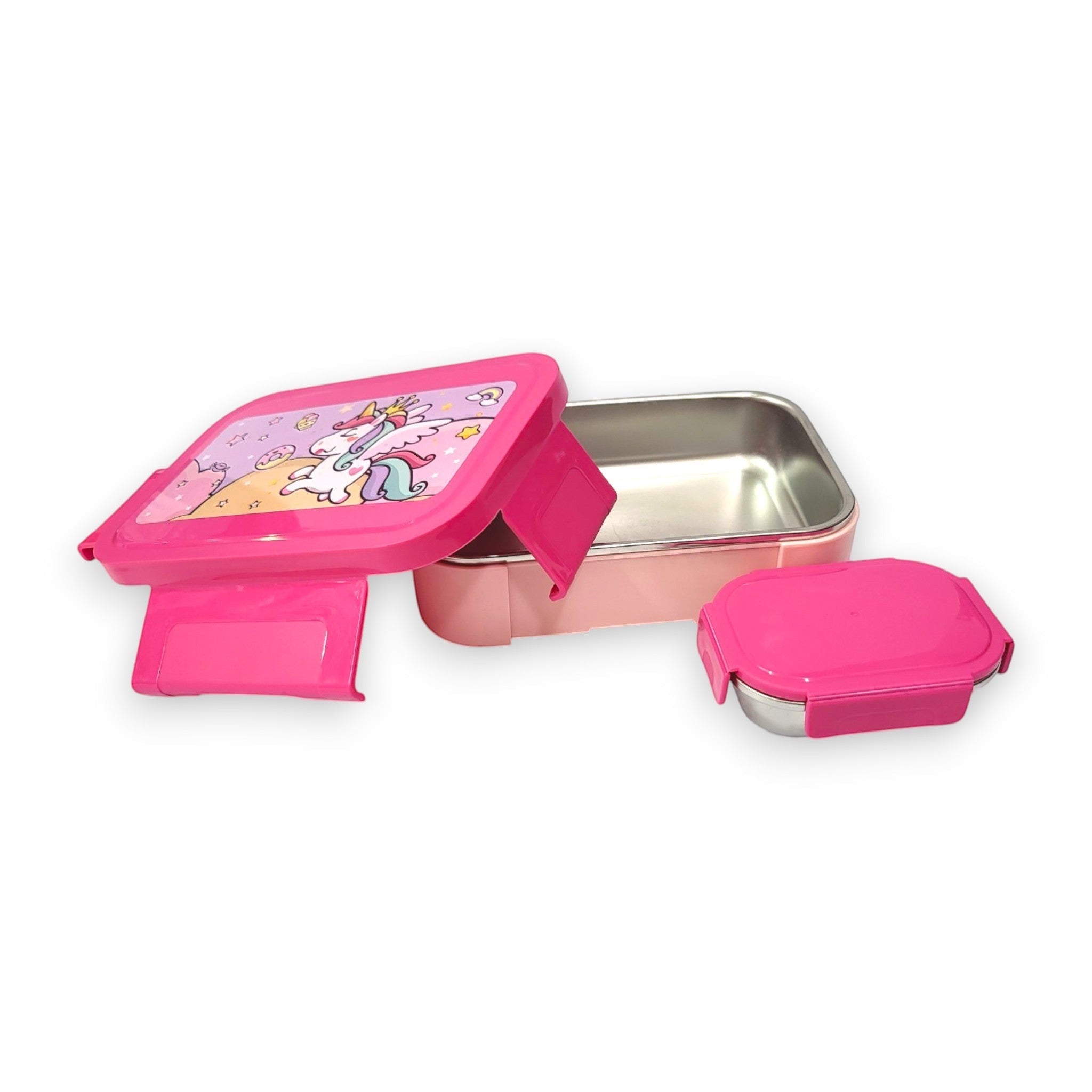 Kids Unicorn Steel Lunch Box with Mini Sauce Cup