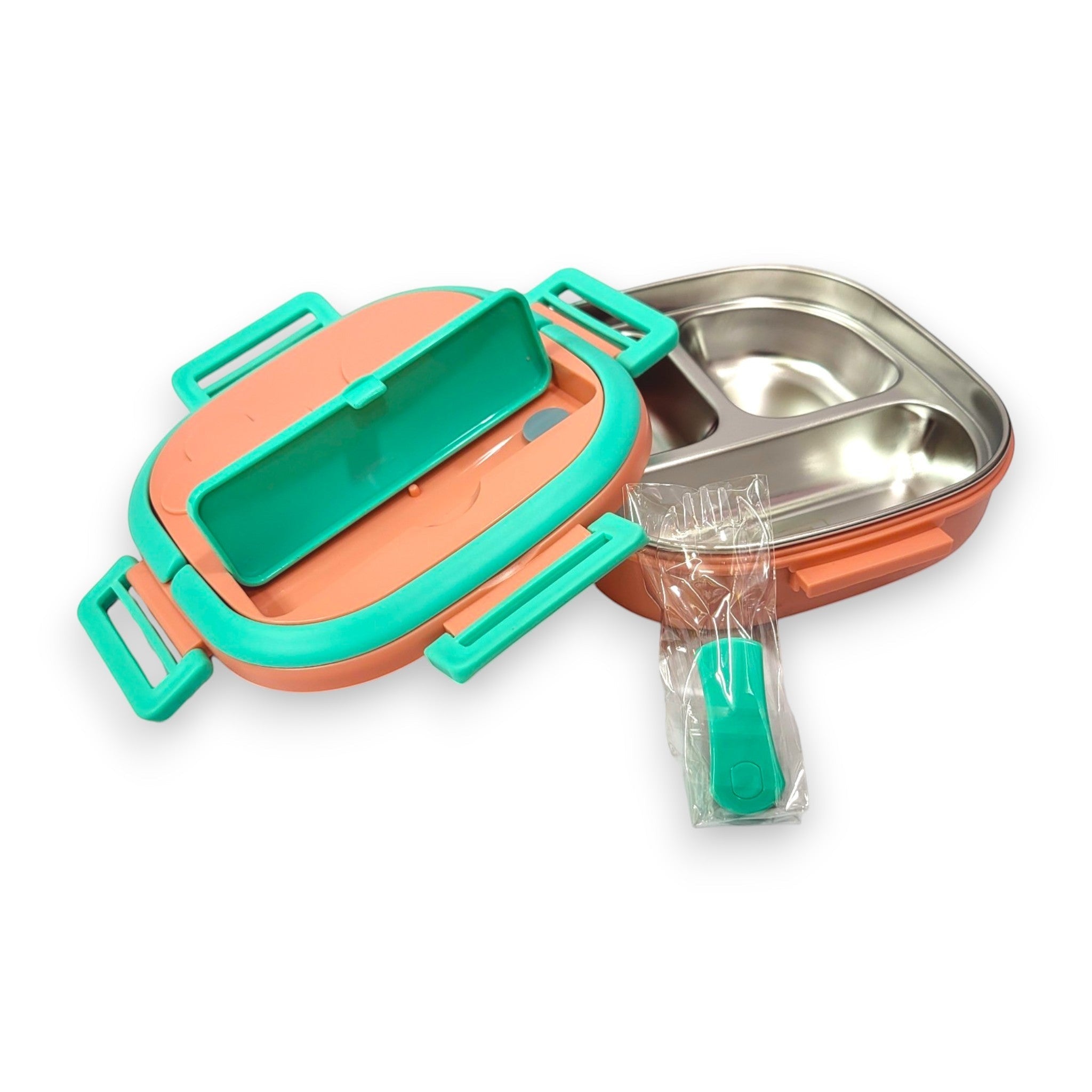 Kids Steel 3-Section Lunch Box with Spoon & Fork (Tedemei)