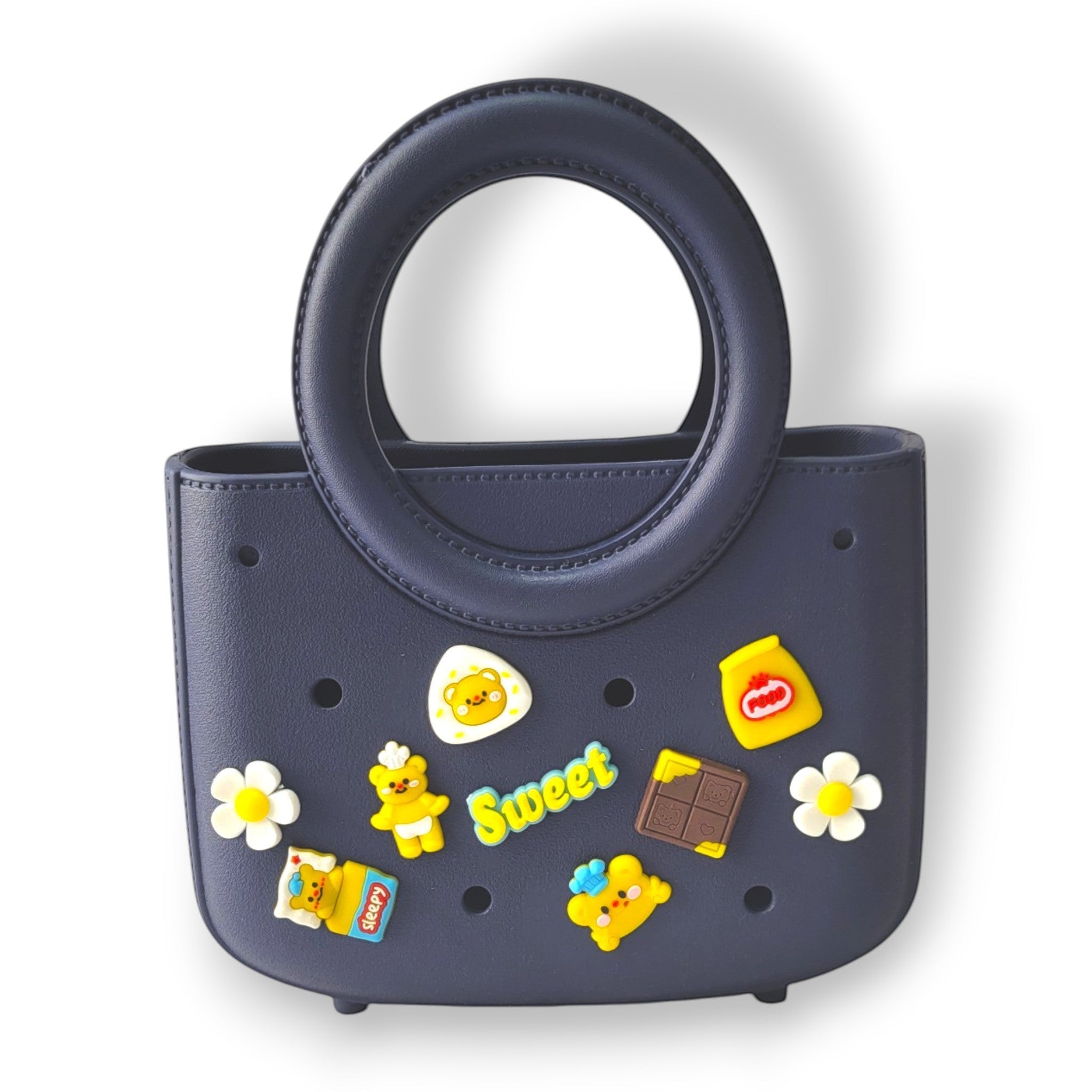 Kids EVA Round Handle Handbag with Charms | Trendy & Durable