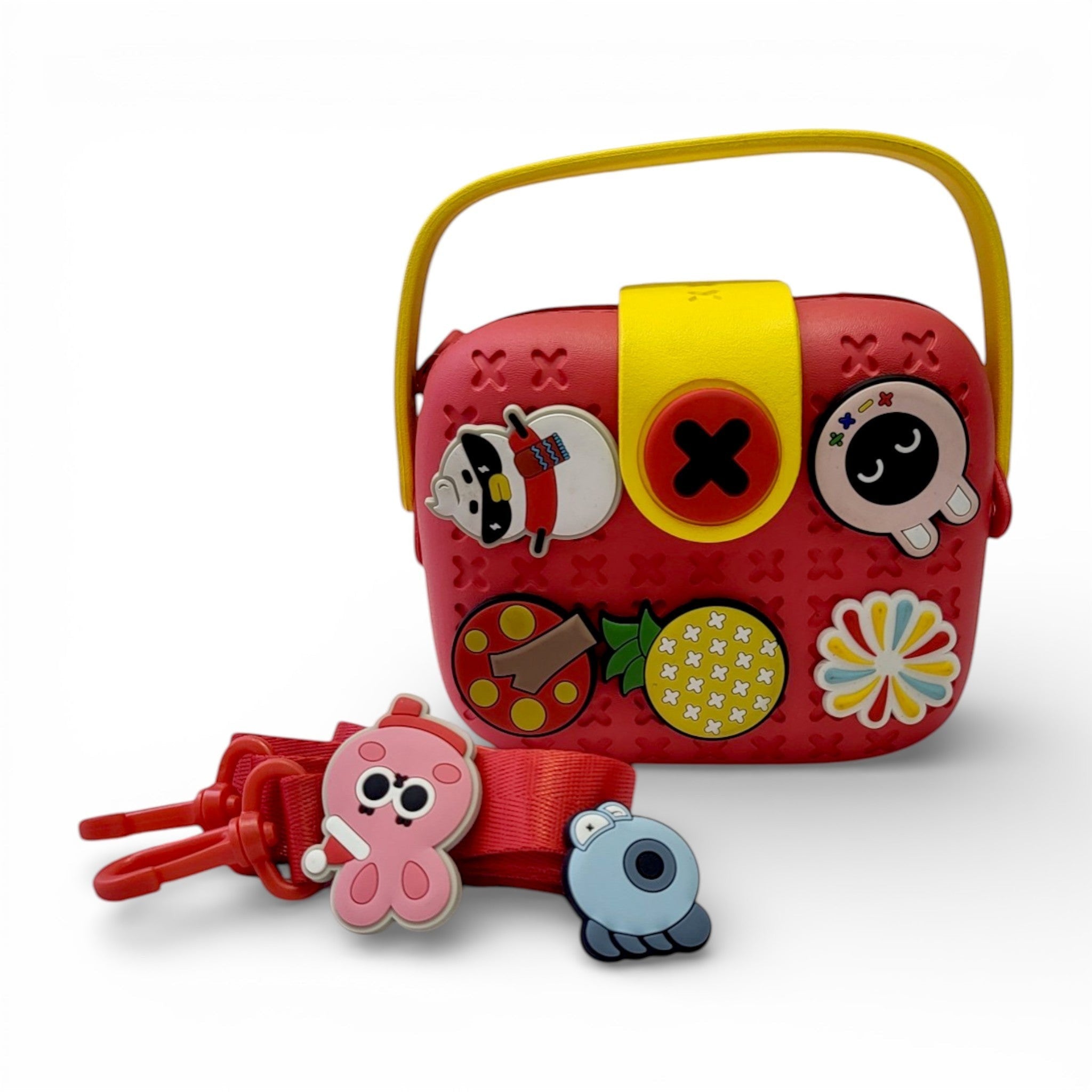 Kids EVA Handbag with Charms & Crossbody Strap | Zipper Bag