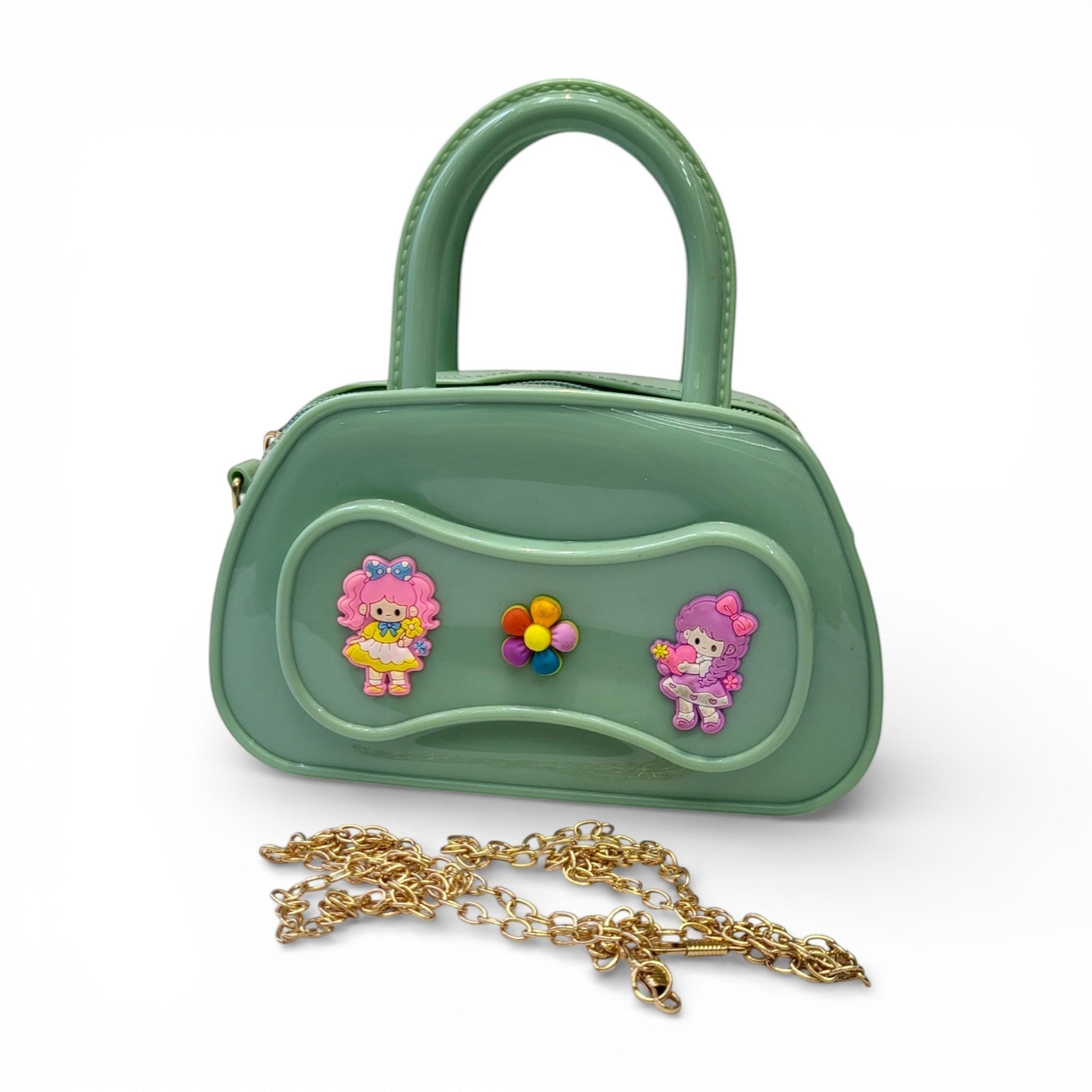 Kids Jelly Barrel Bag with Chain | Cute Cartoon Handbag for Girls