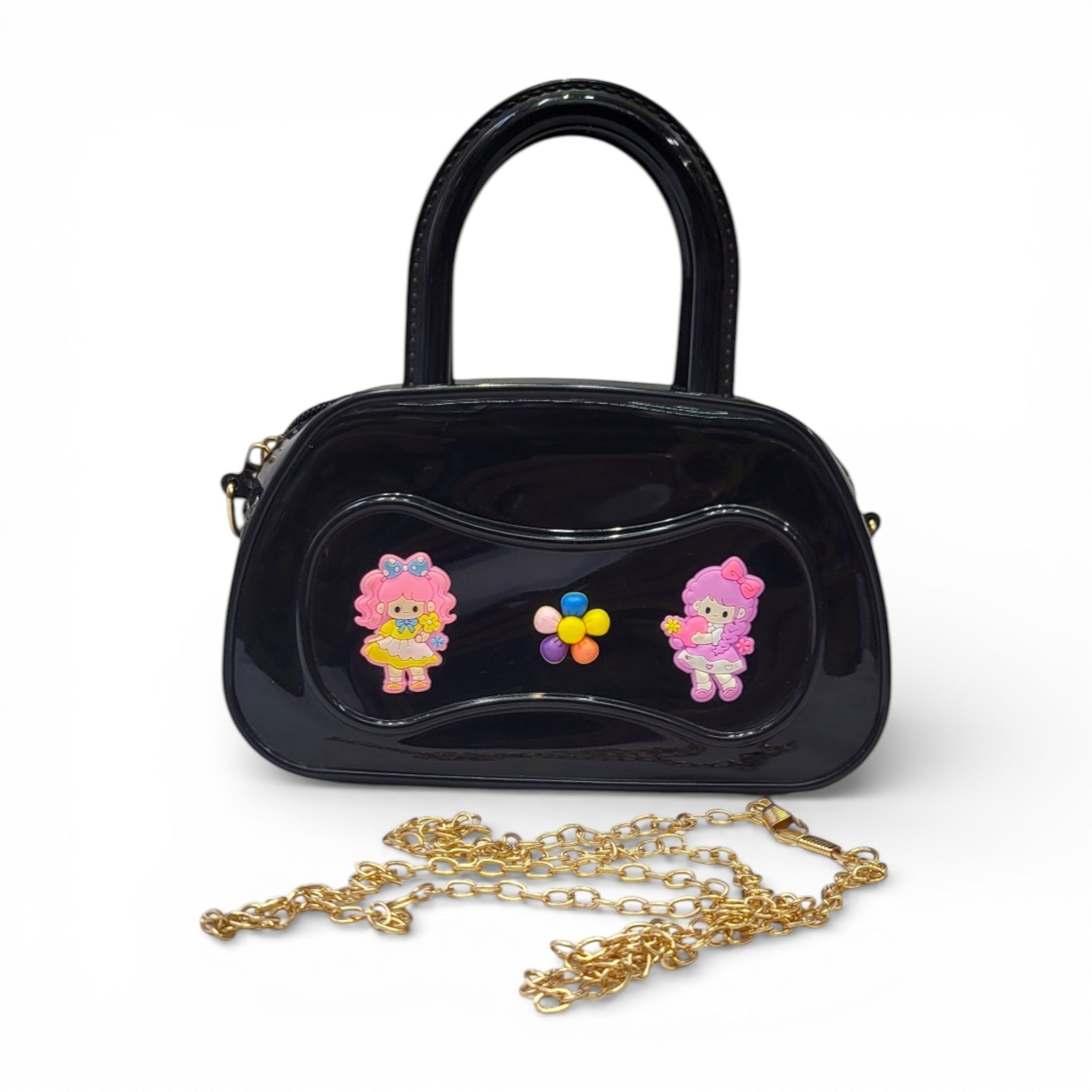 Kids Jelly Barrel Bag with Chain | Cute Cartoon Handbag for Girls