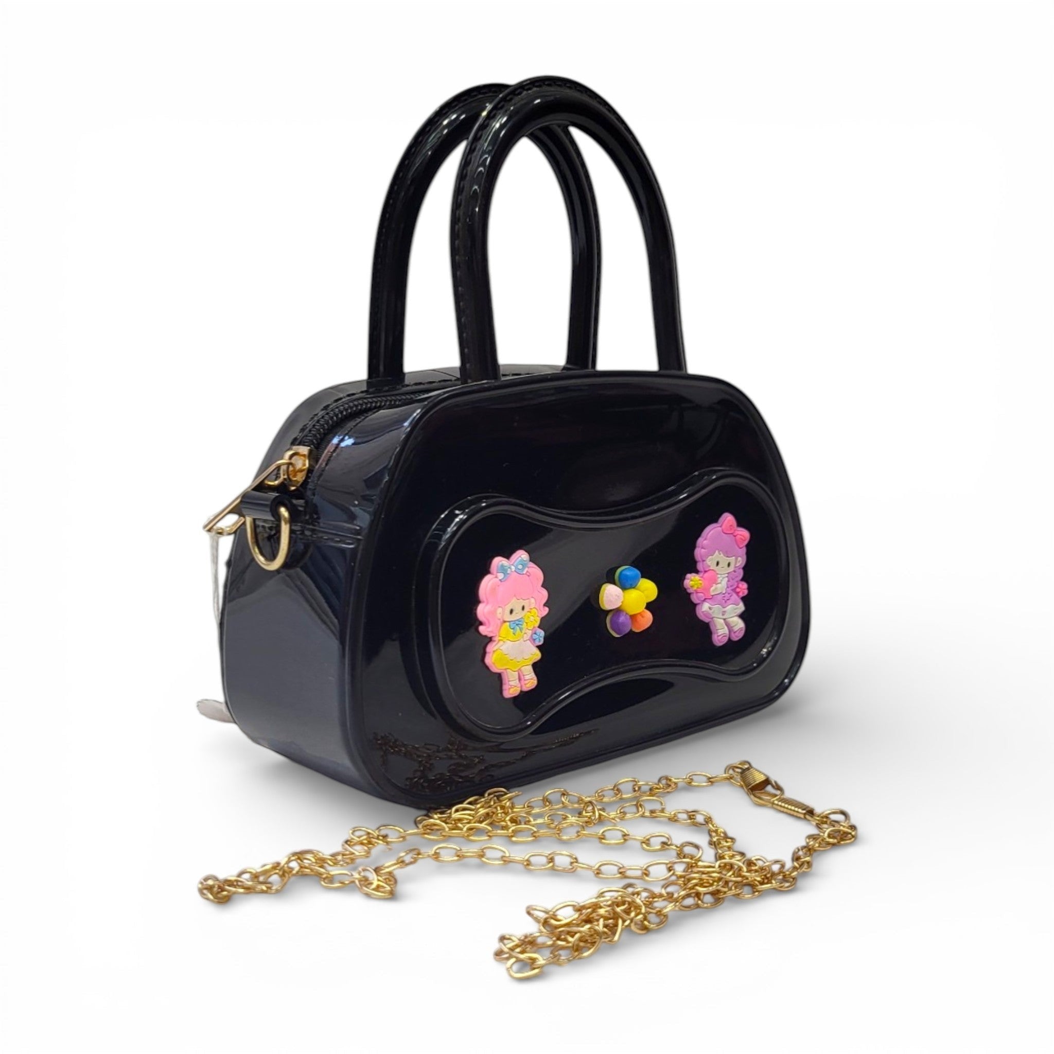Kids Jelly Barrel Bag with Chain | Cute Cartoon Handbag for Girls