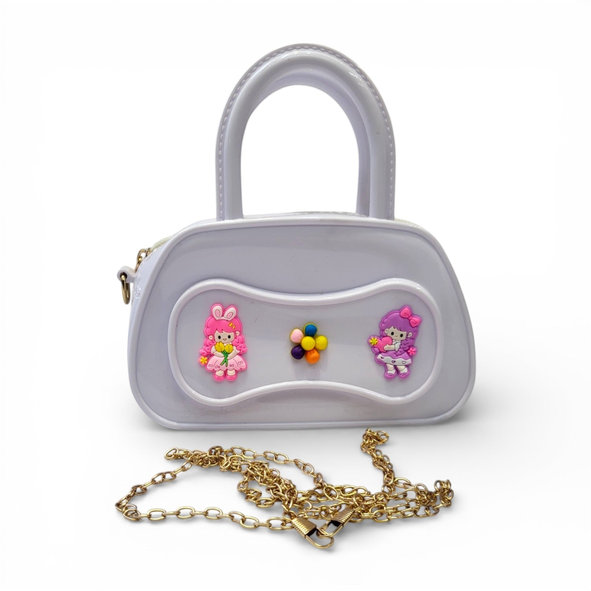 Kids Jelly Barrel Bag with Chain | Cute Cartoon Handbag for Girls