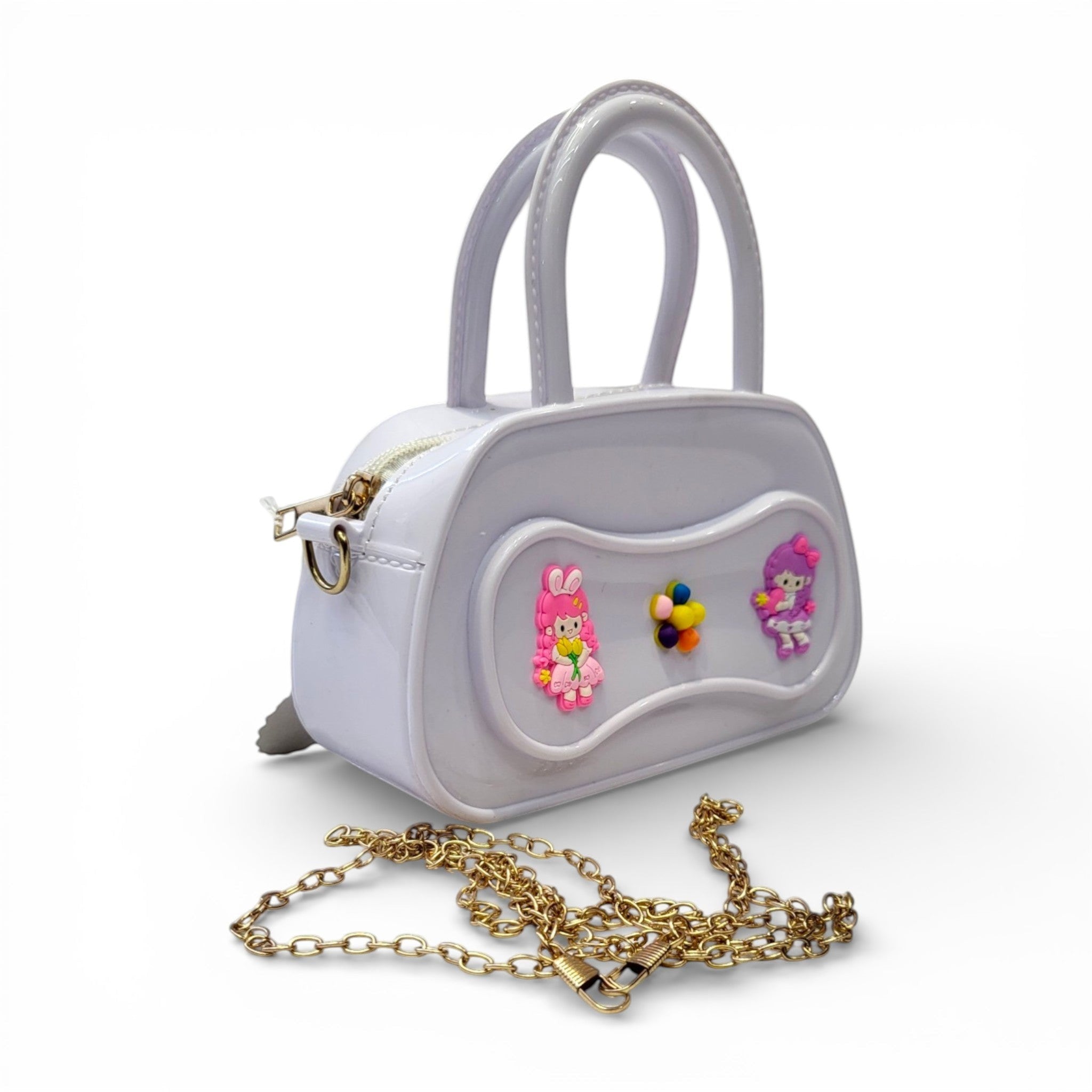 Kids Jelly Barrel Bag with Chain | Cute Cartoon Handbag for Girls