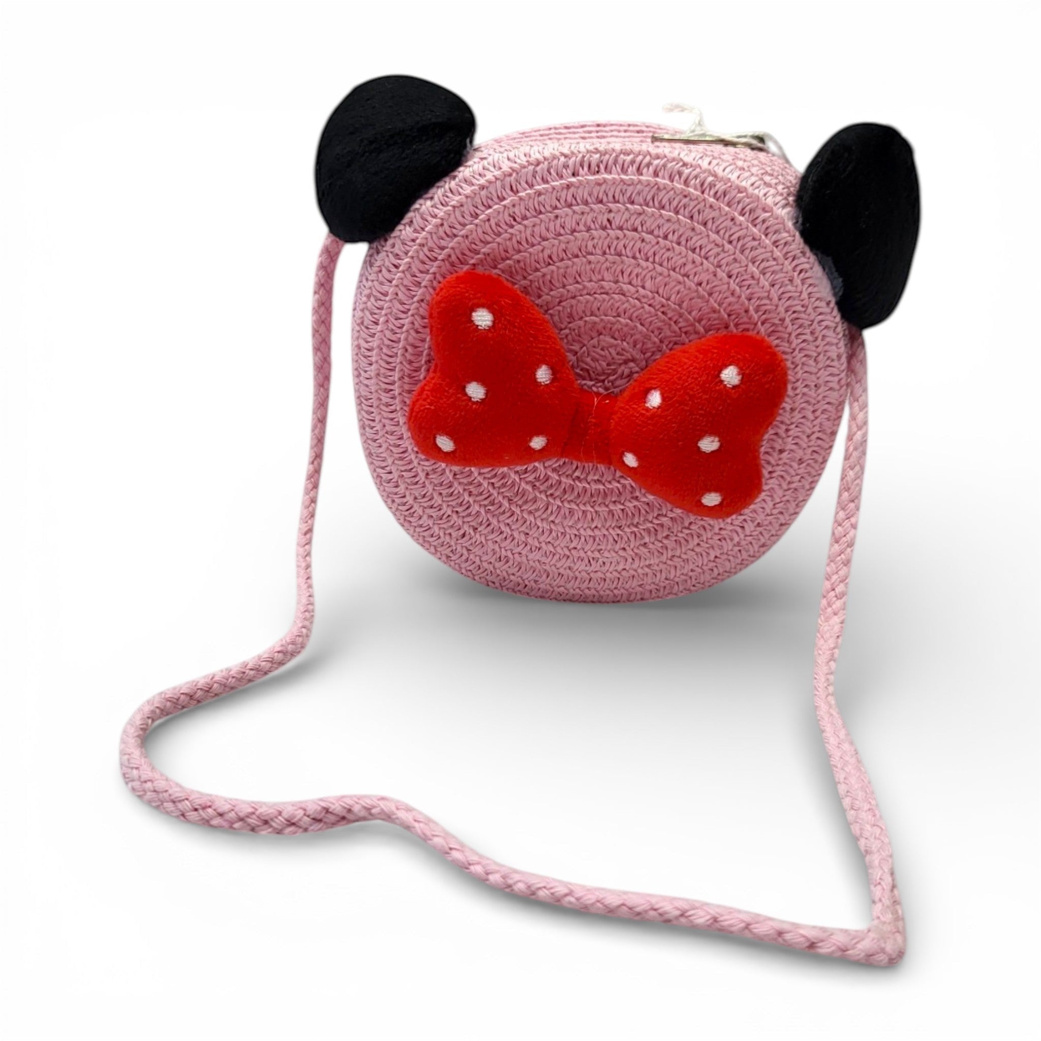 Minnie Mouse Inspired Rope Sling Bag for Kids | Cotton Woven Crossbody Purse for Girls