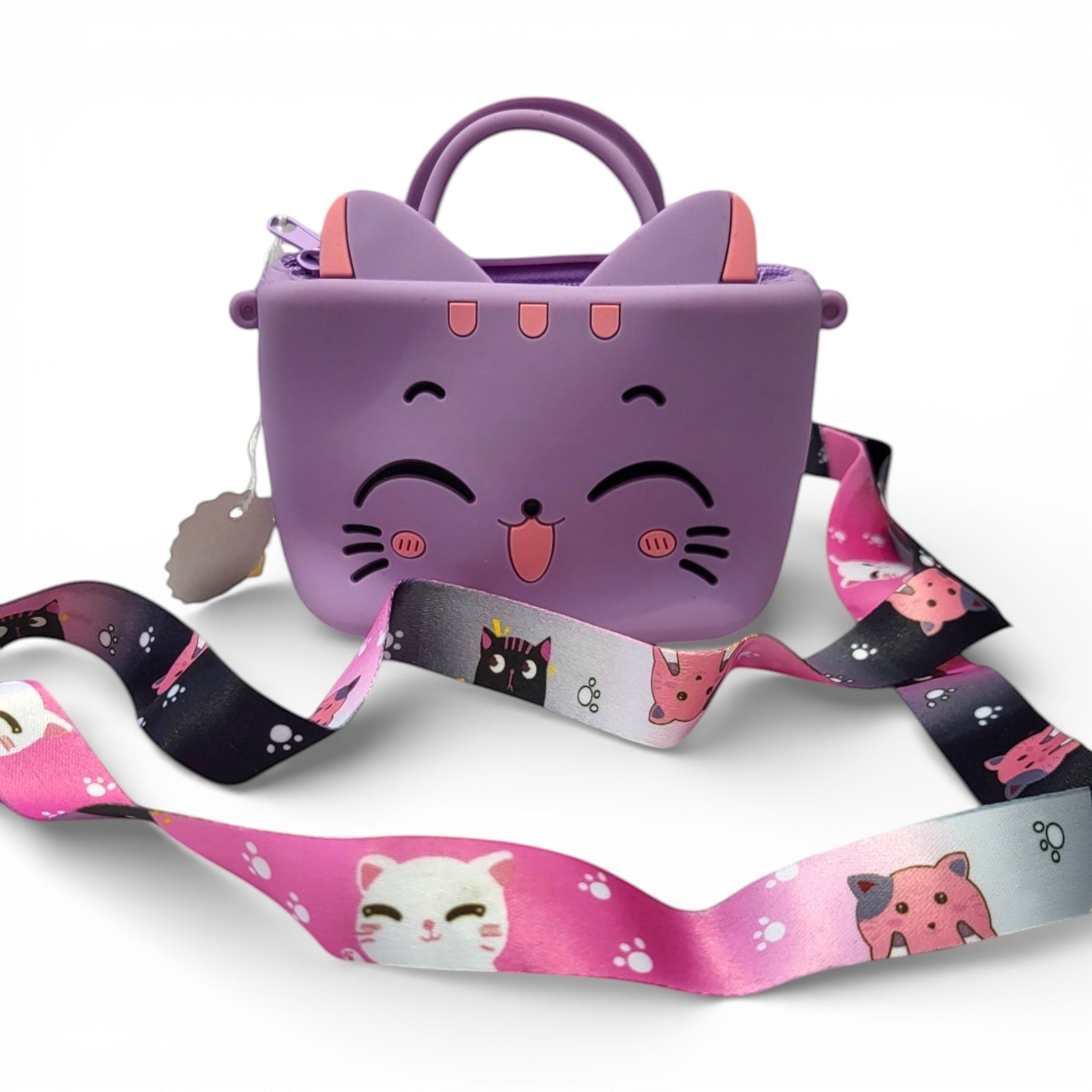 Cute Cat Silicone Handbag for Kids | Crossbody Sling Bag with Handle for Girls