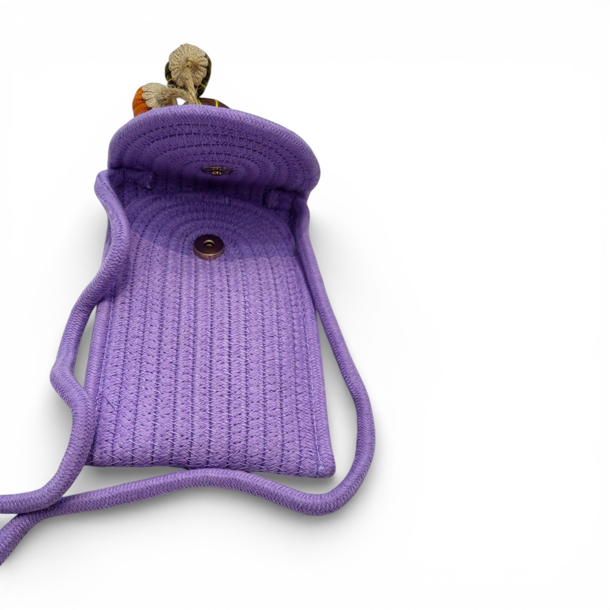 Sunflower Rope Sling Bag for Kids | Woven Mobile Pouch Crossbody Bag for Girls