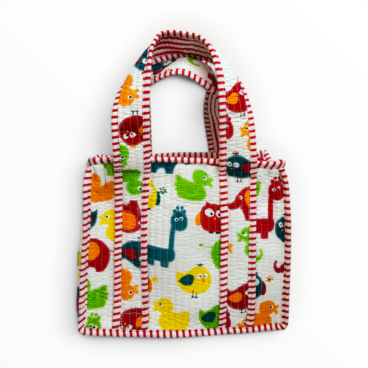 Tiny Tokenz Handmade Quilted Cotton Kids Lunch Bag - Cute Animal Print Tote