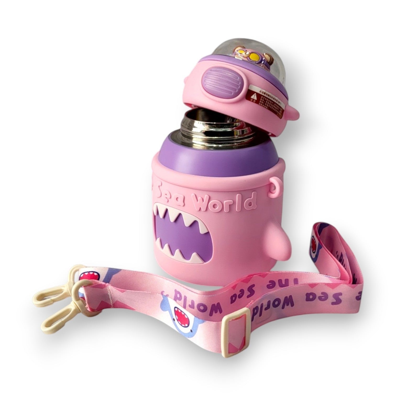 Shark Kids Steel Bottle | Hot & Cold 8 Hrs | Silicone Cover | School