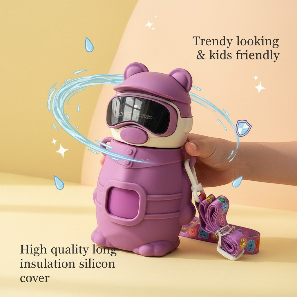Astro Kids Steel Water Bottle | Silicone Cover | Hot & Cold | School Use