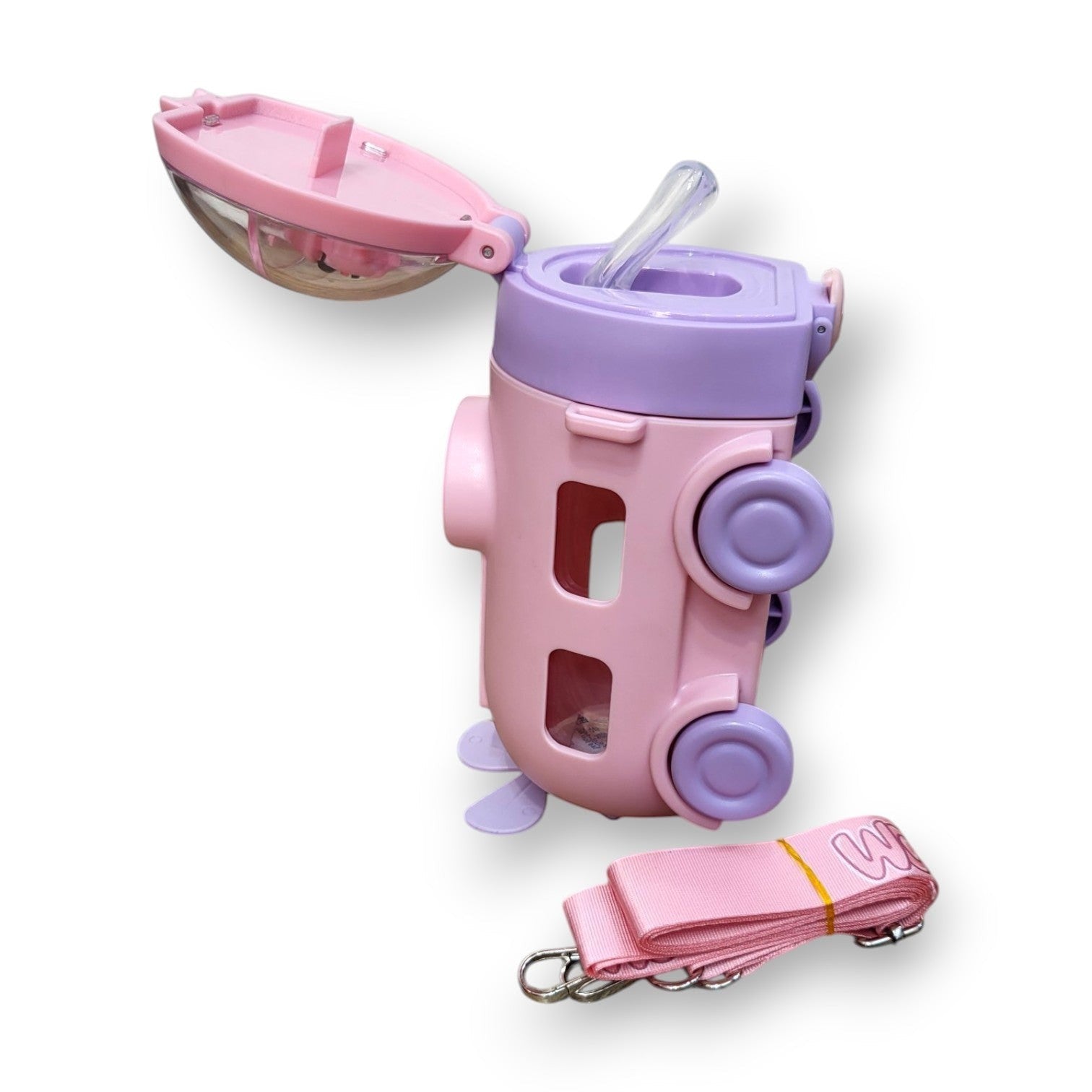 Submarine Kids Steel Bottle Pink | Straw Lid | Snow Globe | School & Travel